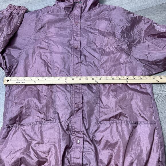 Vintage Haband Medium Crinkle Windbreaker Button Up Jacket Metallic Mauve - Picture 7 of 9